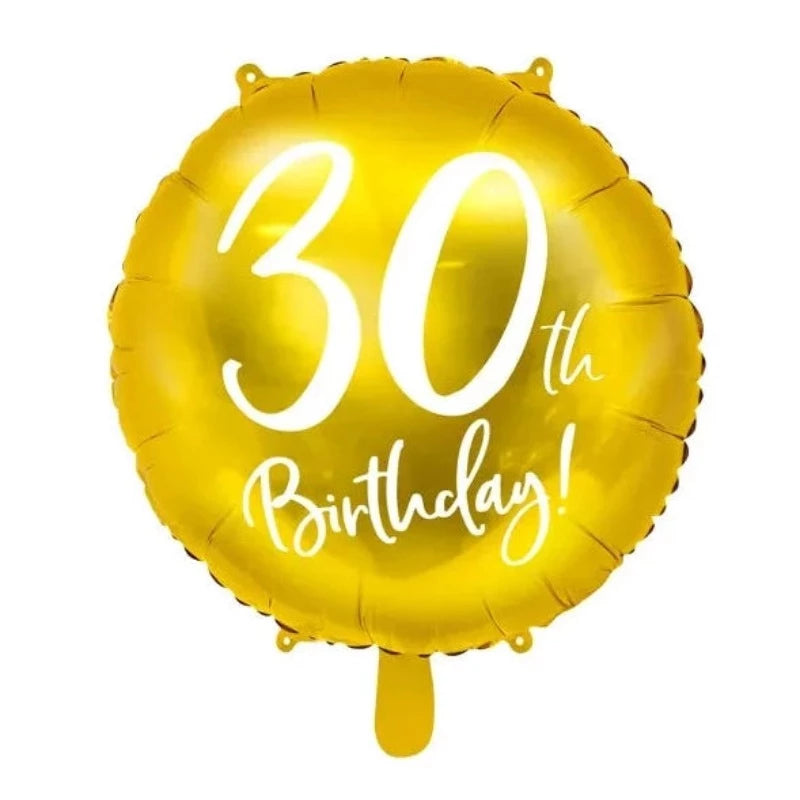 30 års fødselsdagsballoner i guld