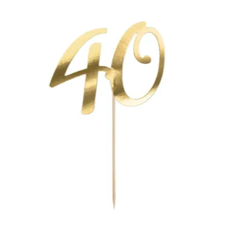 40 år fødselsdags cake topper i guld