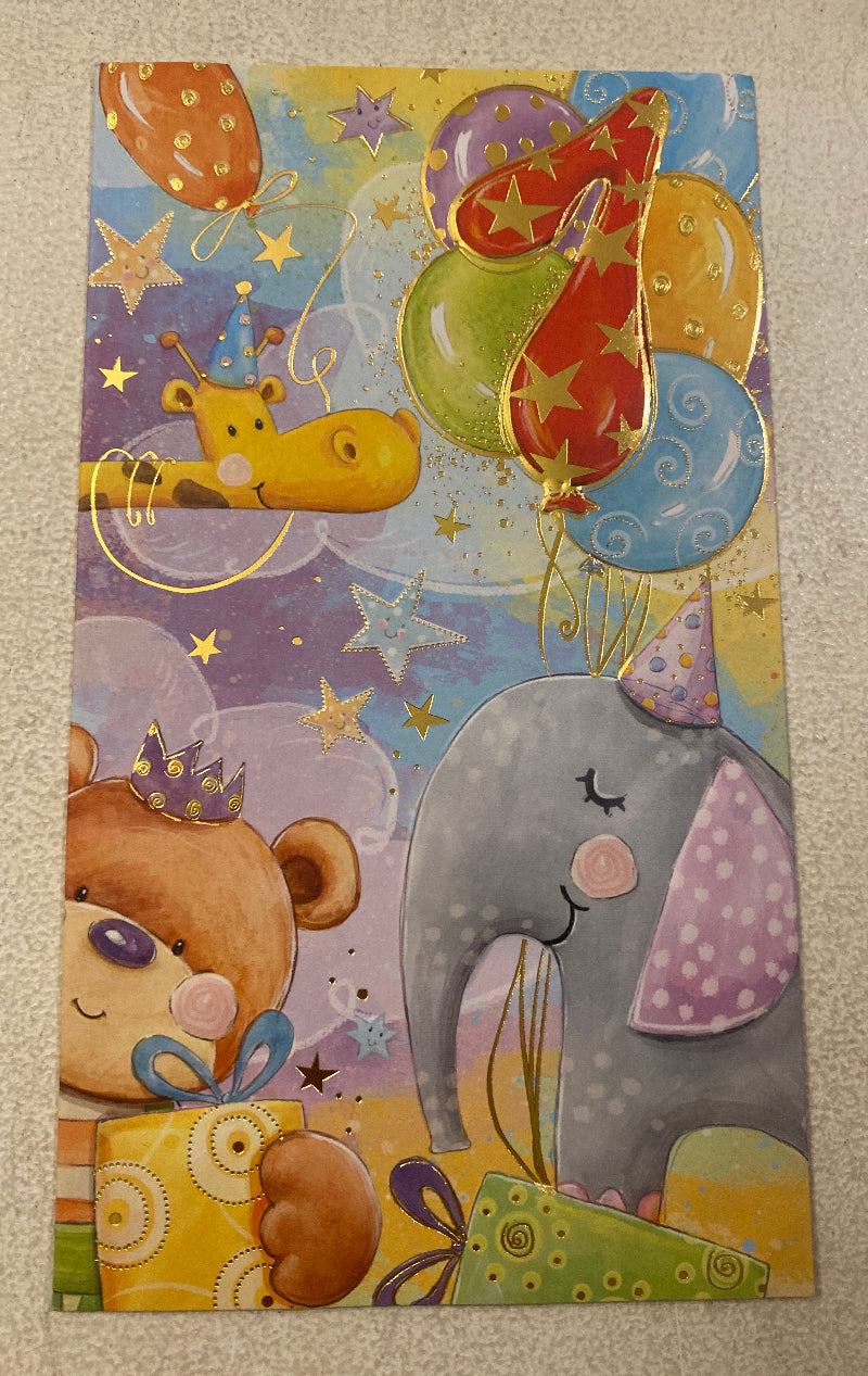 Kort til 1-års fødselsdag – Dyr og tallet 1
Sødt kort med motiv af dyr og tallet “1”. Perfekt til barnets første fødselsdag.
Måler 9,6 x 17,4 cm og leveres med kuvert – en hyggelig og festlig hilsen til den lille fødselar.