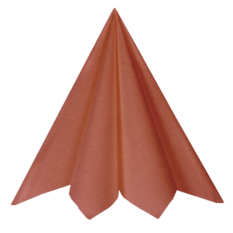 Varme terracotta Airlaid-servietter, 20 stk. á 40 x 40 cm. Ideelle til festlige borde med naturlig og jordnær stil.