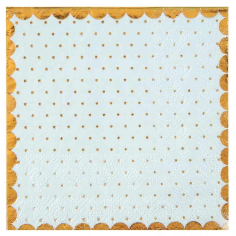 Lyseblå Servietter med Gulddetaljer – 20 stk. til Festlige Lejligheder