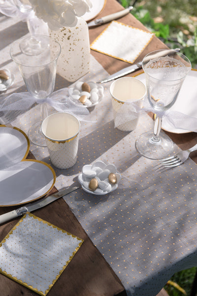 Hvid Bordløber med Guldprikker – 3 Meter