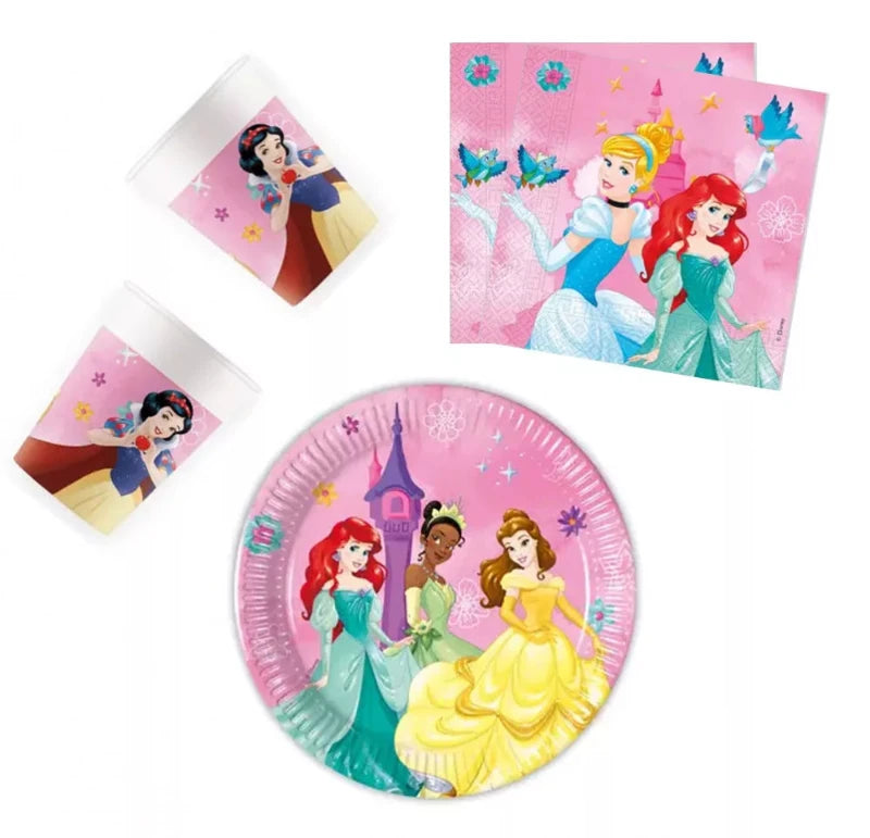Disney Prinsesser Party Box med tallerkner, krus og servietter til 8 personer