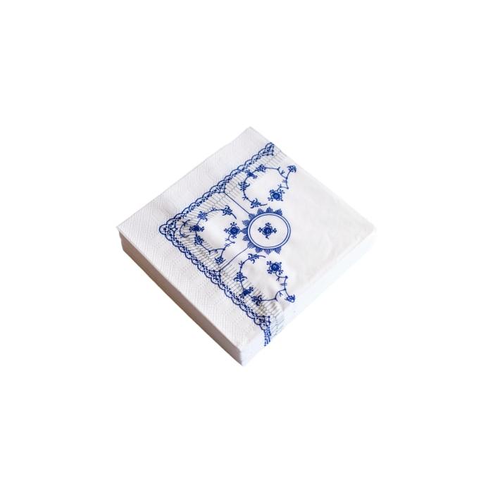 Blå Musselmalede Classic Servietter – Stilfuld Borddækning | 24x24 cm, 20 stk.