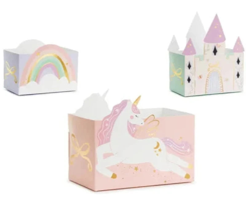 Enhjørningepartyboxe med slot regnbuer og unicorns