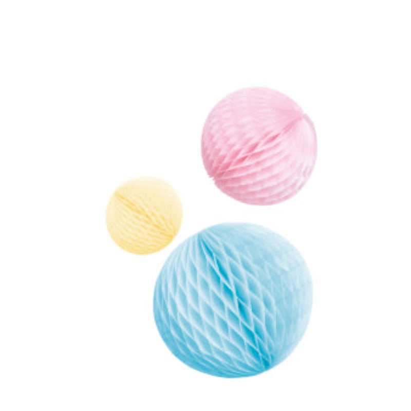 Skab en farverig og magisk atmosfære med vores Pastel Rainbow Honeycomb Decorationer