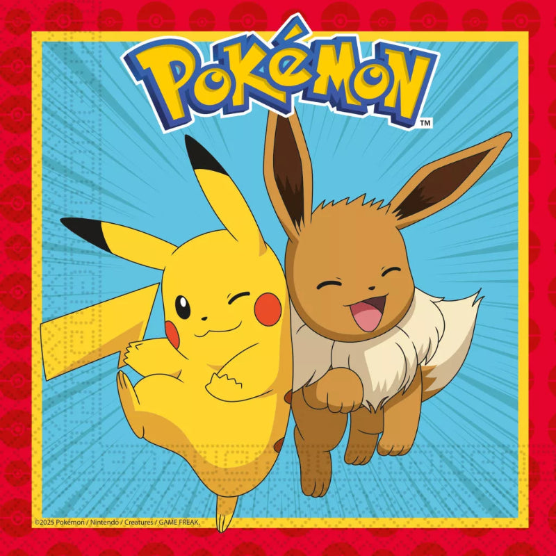 Pokémon servietter – 33 x 33 cm | Next Generation
Tilføj Pokémon-magi til festen med flotte servietter i 33 x 33 cm. Perfekte til børnefødselsdage og temafester – match med krus og tallerkner for et komplet Pokémon-look.