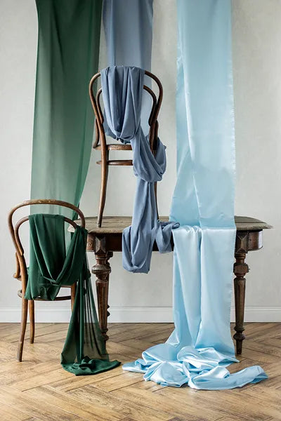 Bordløber i flaskegrøn chiffon 0.48 x 5 m