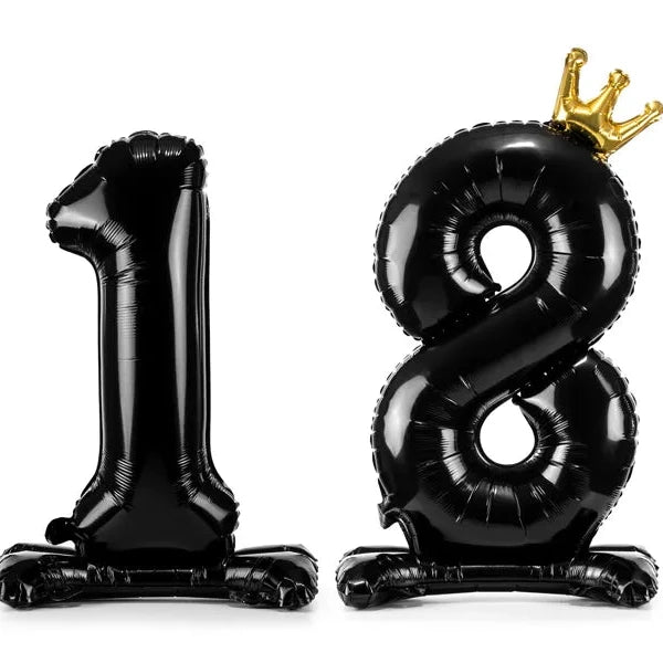 Sort folieballon 18 års fødselsdagsballon
 stående