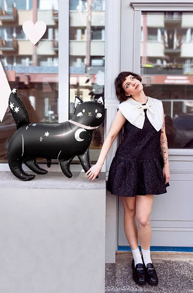 Katte folieballon sort 81 x 80 cm