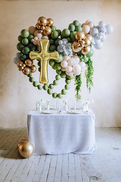 Folieballon kors i guld 91 x 63 cm