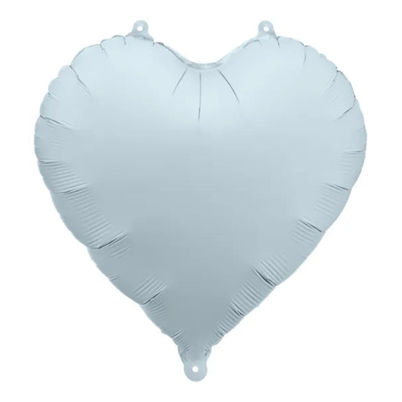 Mat folieballon i hjerteform, farve misty blue. Ca. 45 cm uoppustet / 35 cm oppustet. Til luft og helium. Inkl. sugerør – perfekt til fest og pynt.