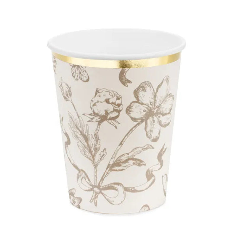 Papkrus med blomster og gulddetaljer â 220 ml
Beige papkrus med blomsterprint og guldeffekt. Rummer 220 ml og egner sig til kolde drikke. Perfekte til fester og borddĂŚkning i blomsterstil.