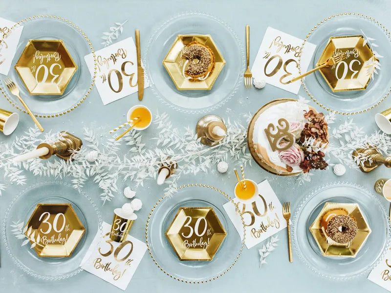 30 års fødselsdag papkrus i guld 6 stk.