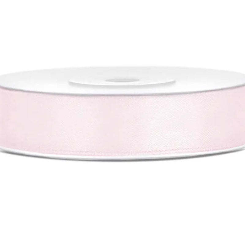 12 mm x 25 m saart lyserød satinbånd