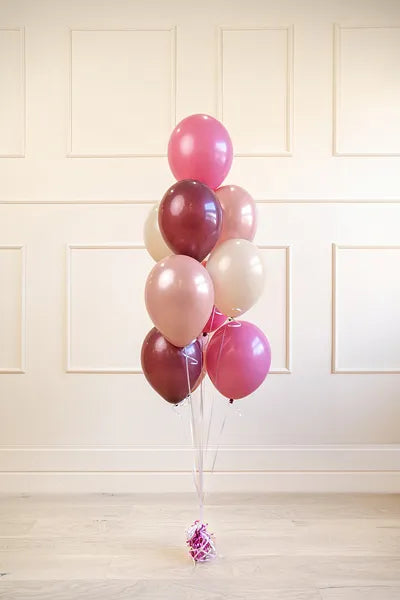 Ballonbuket nude, prune & lyserøde nuancer 10 stk.