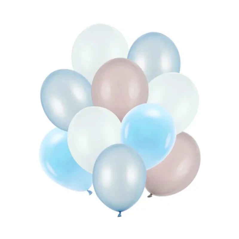 Latex Ballon Sæt - Mix af Farver i grå & blå | 10 stk. til enhver fest