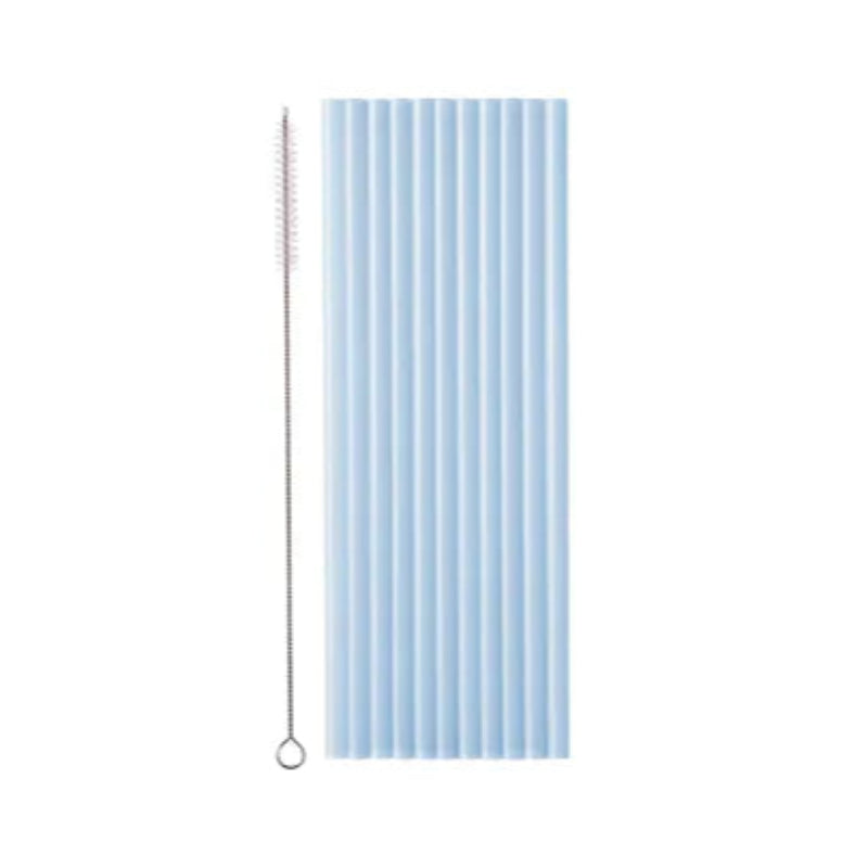 Plastik-sugerør i lyseblå, 23 cm lange og 7 mm brede. Genbrugelige og leveres med rengøringsbørste. Perfekte til fest og hverdag.