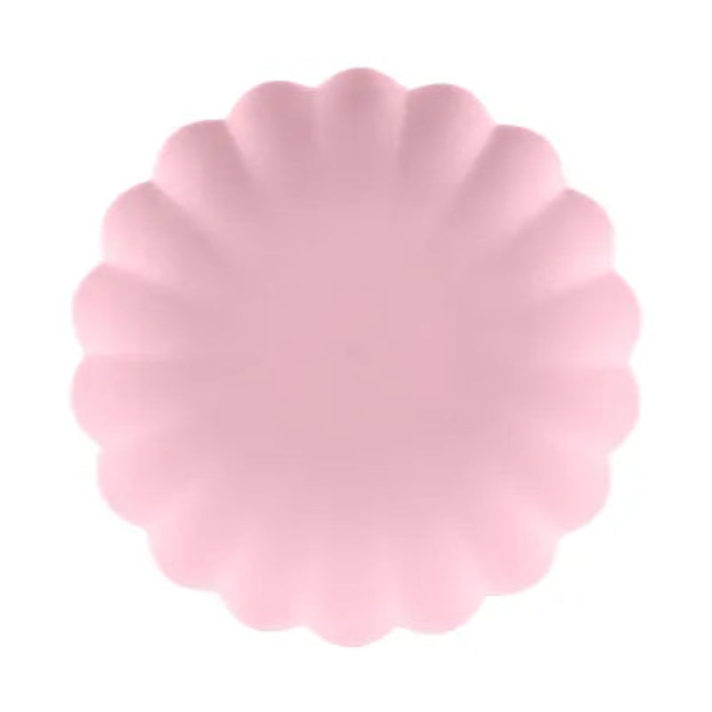 Rosa plasttallerkner Frill â 22 x 22 cm. Genanvendelige og perfekte til festlige lejligheder. 4 stk. pr. pakke.
