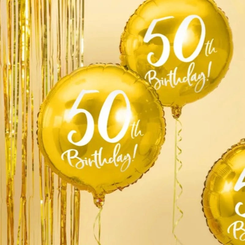 50 års fødselsdagsballon i guld