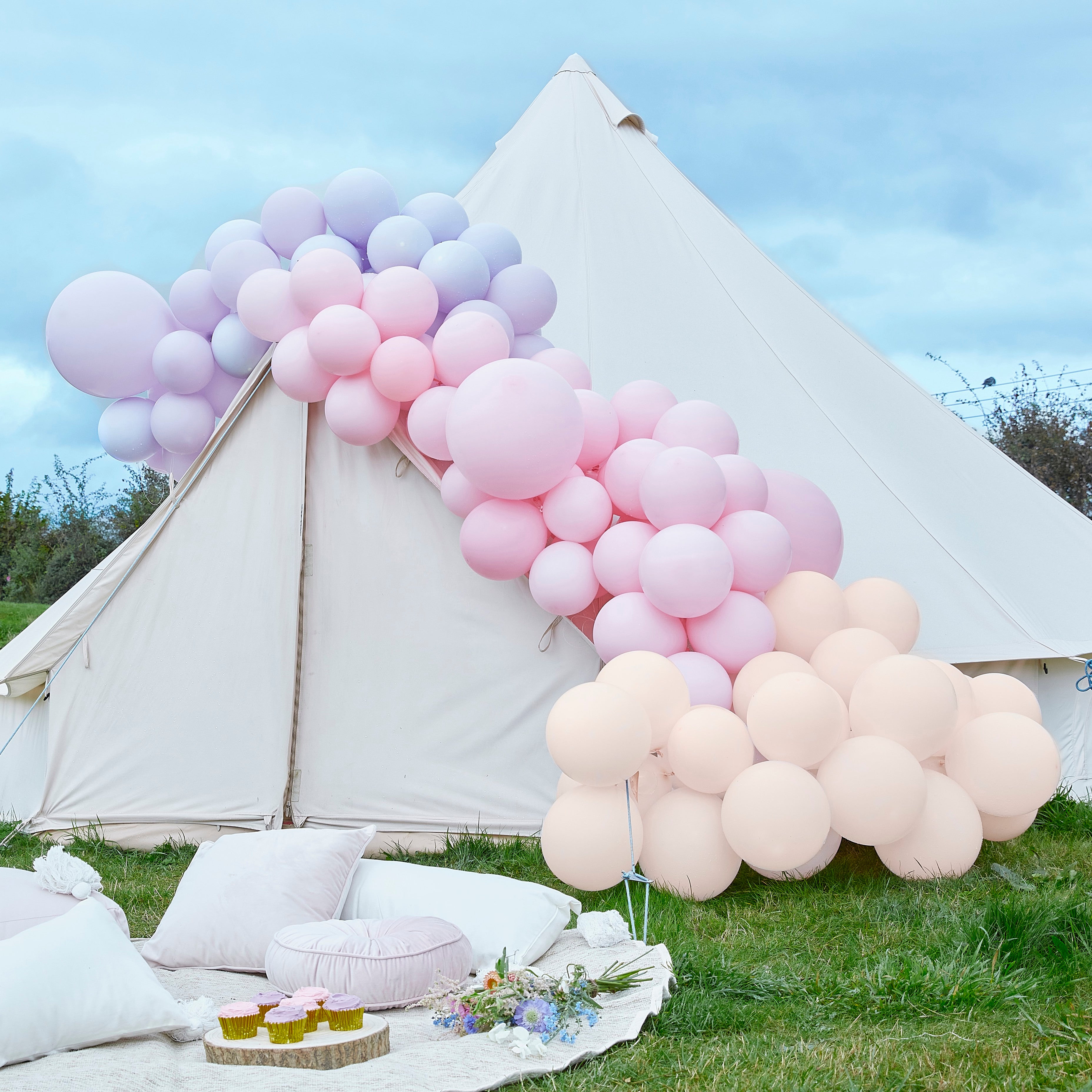 Luksus Ballonbue i pastel lyserød og lilla