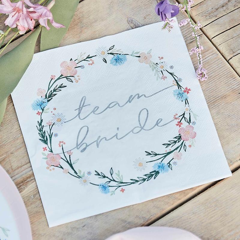 Team Bride Boho servietter med blomster