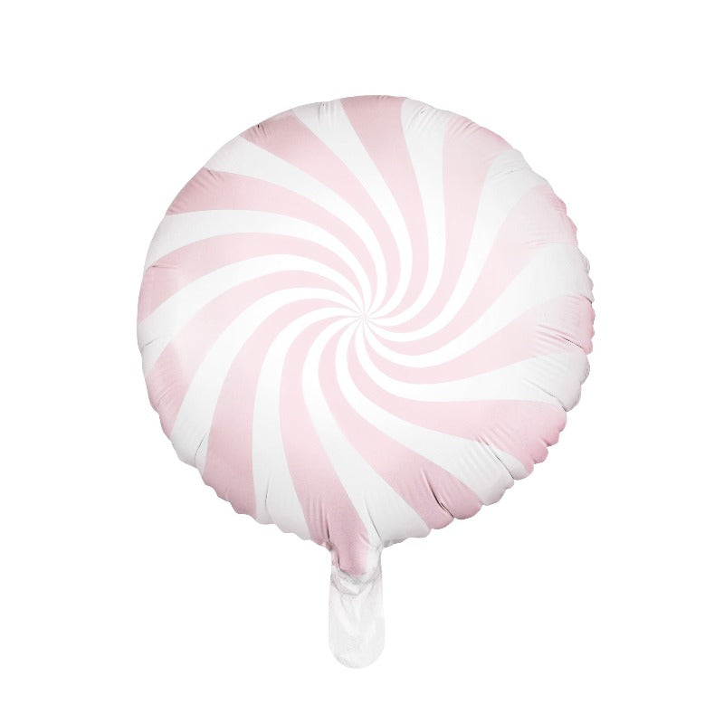 Slik candy ballon i lyserød og hvid stribet
