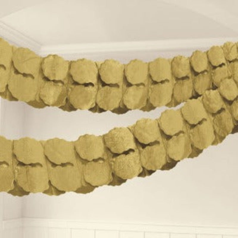 Guld papir guirlande 365 cm