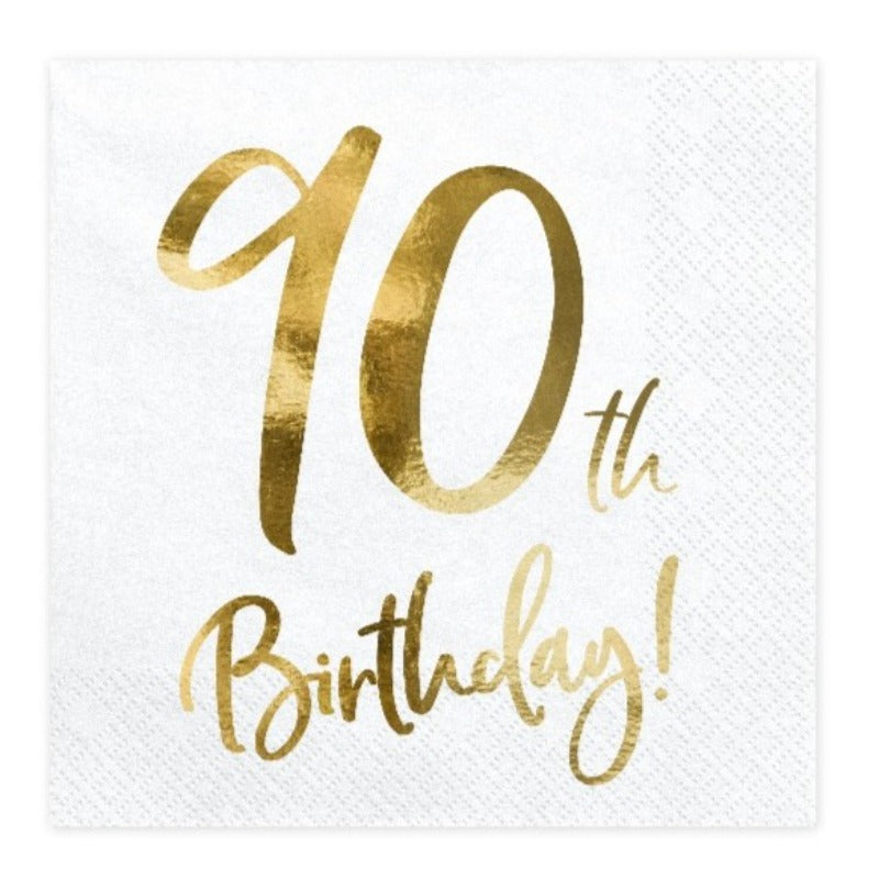 90 års servietter guld