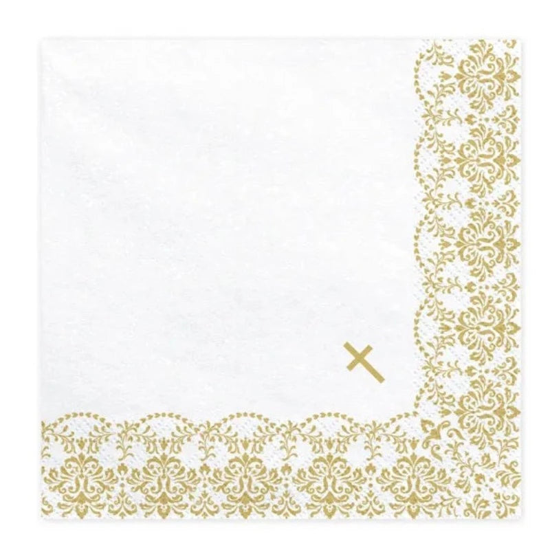 First communion servietter/ Servietter til konfirmation med guldkors