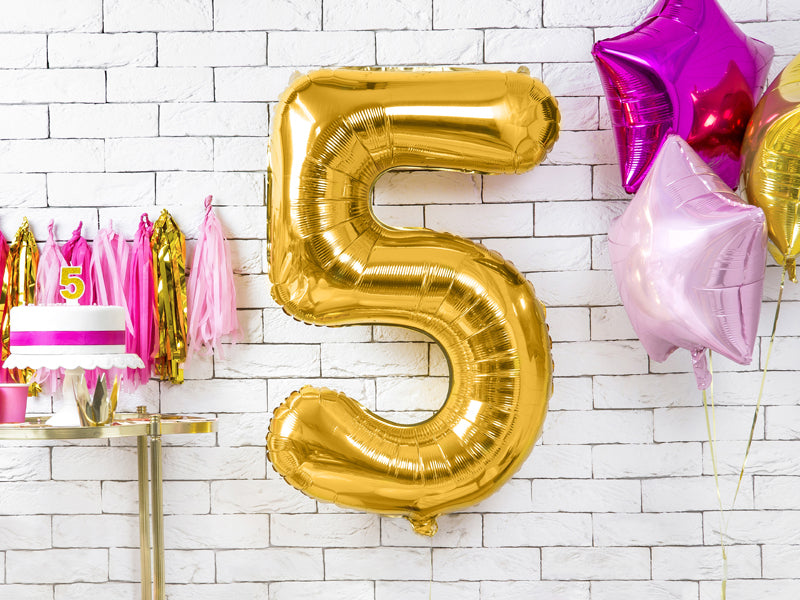 Folie Tal ballon i Guld 86 cm nr. 0-9