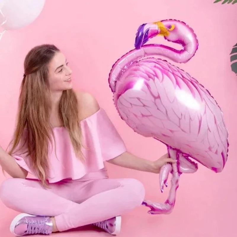Flamingo folieballon i pink