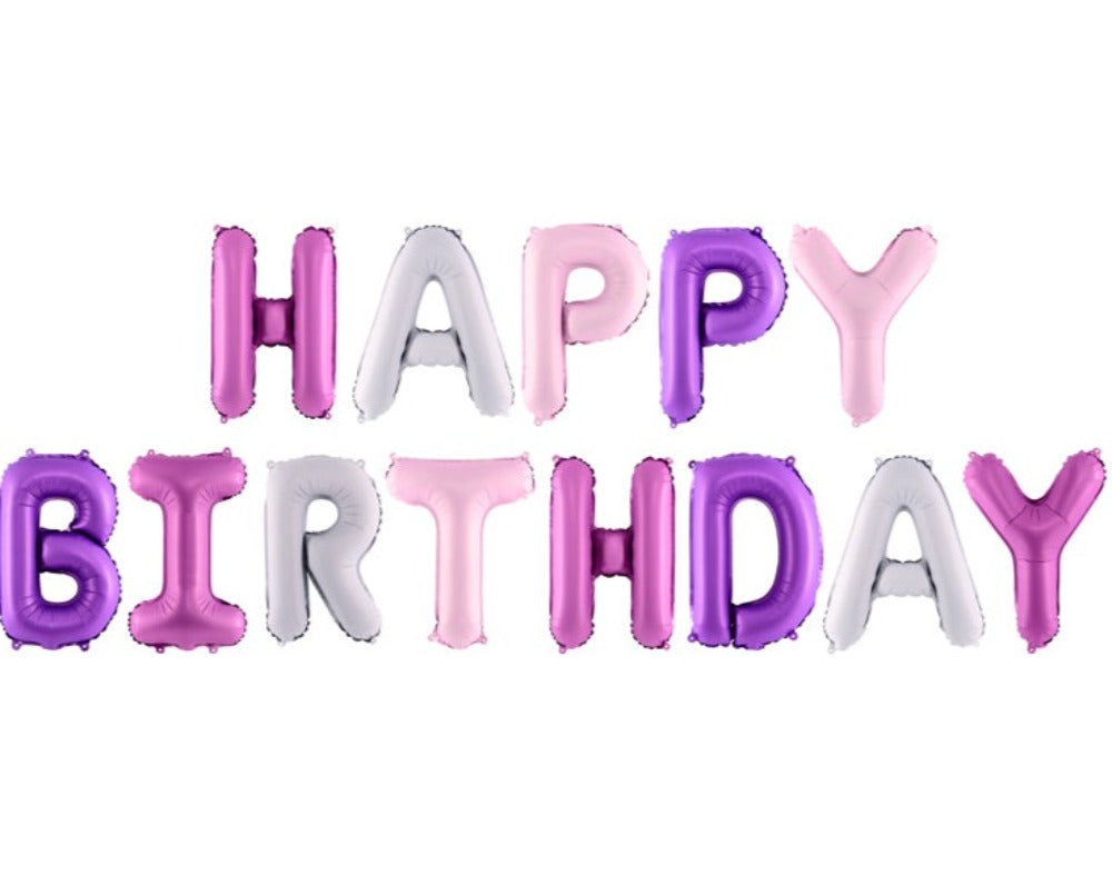 Happy Birthday  folieballoner i pastelfarver
