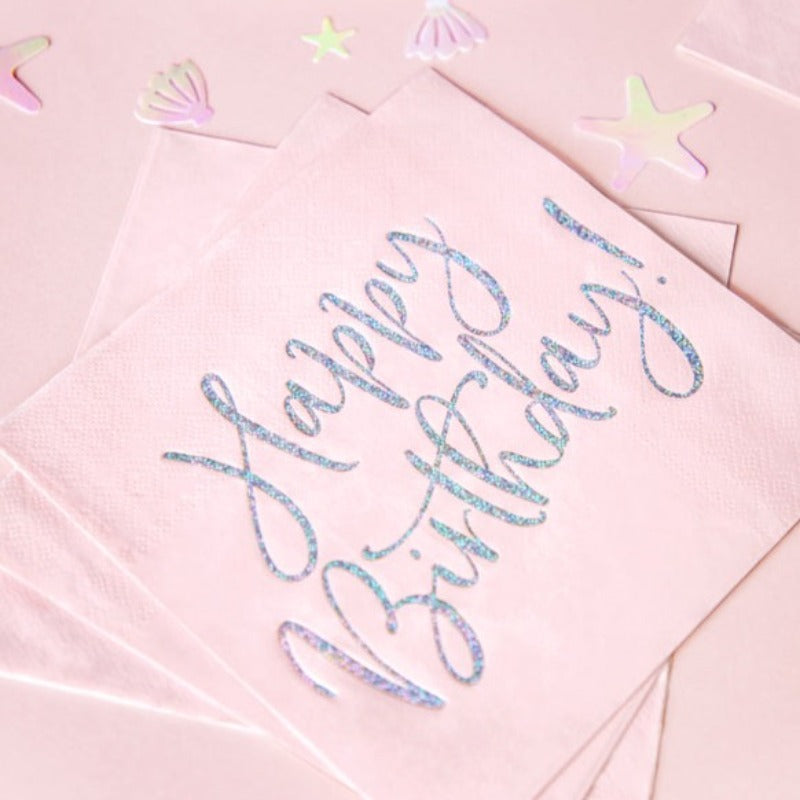 Happy birthday lyserøde servietter