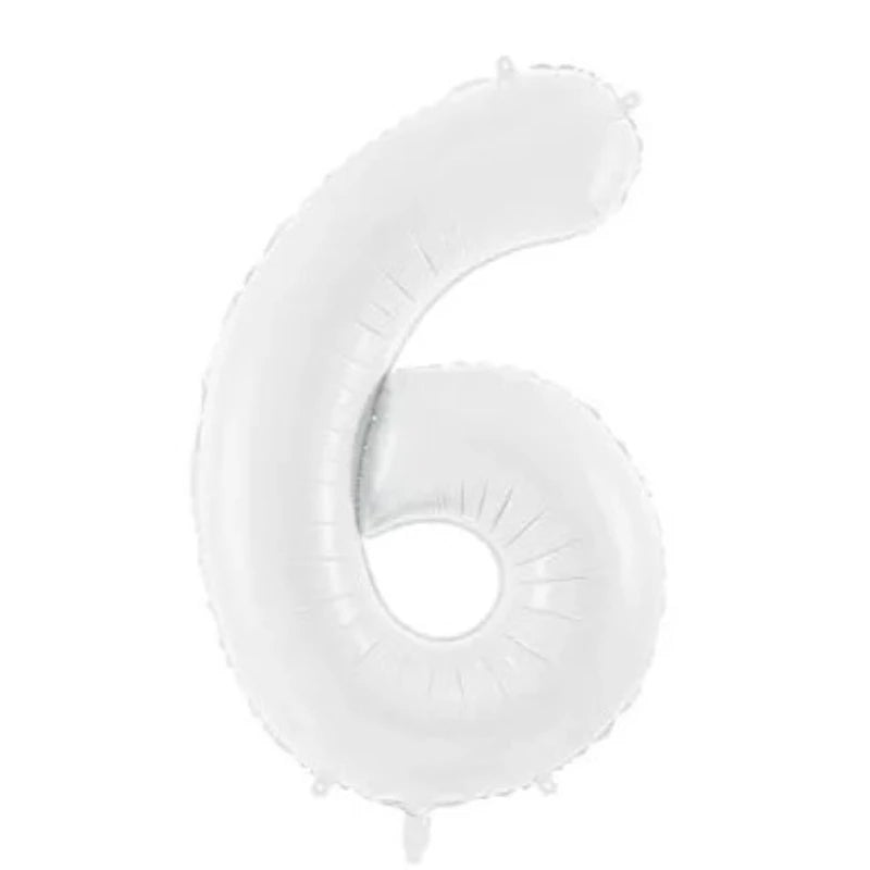 6 tal folieballon i hvid stor