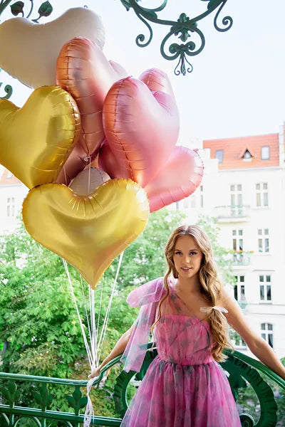 Hjerte folieballon i lyserød 75cm x 64 cm