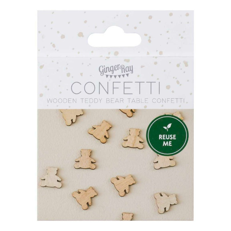 Bamse konfetti i træ