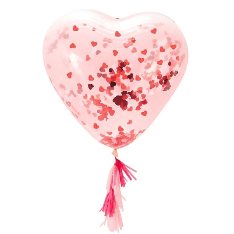 Hjerte konfetti ballon rød med kvast