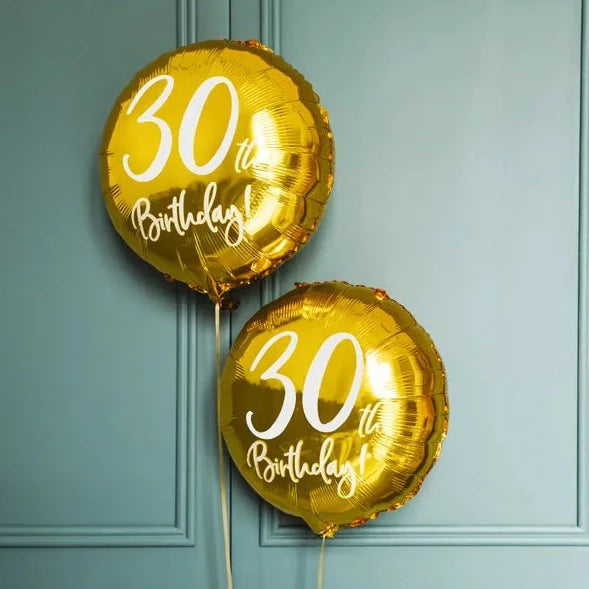 30 års folie fødselsdagsballon i guld