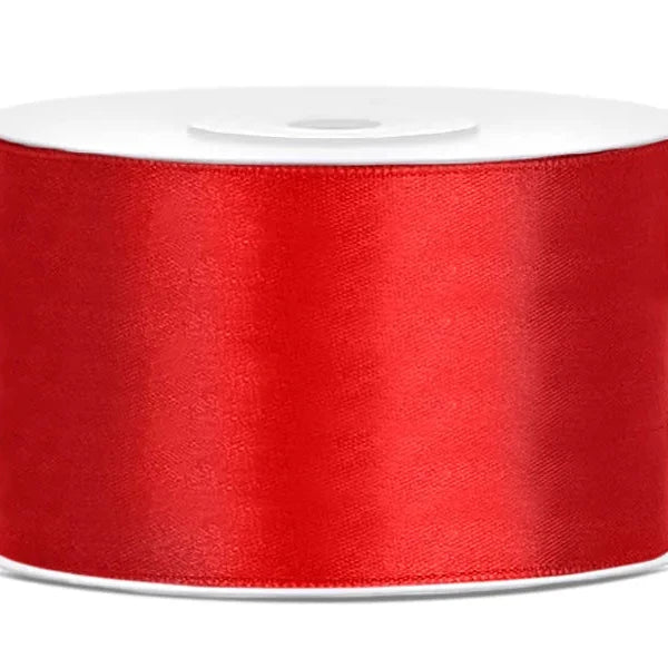 38 mm rødt satinbånd