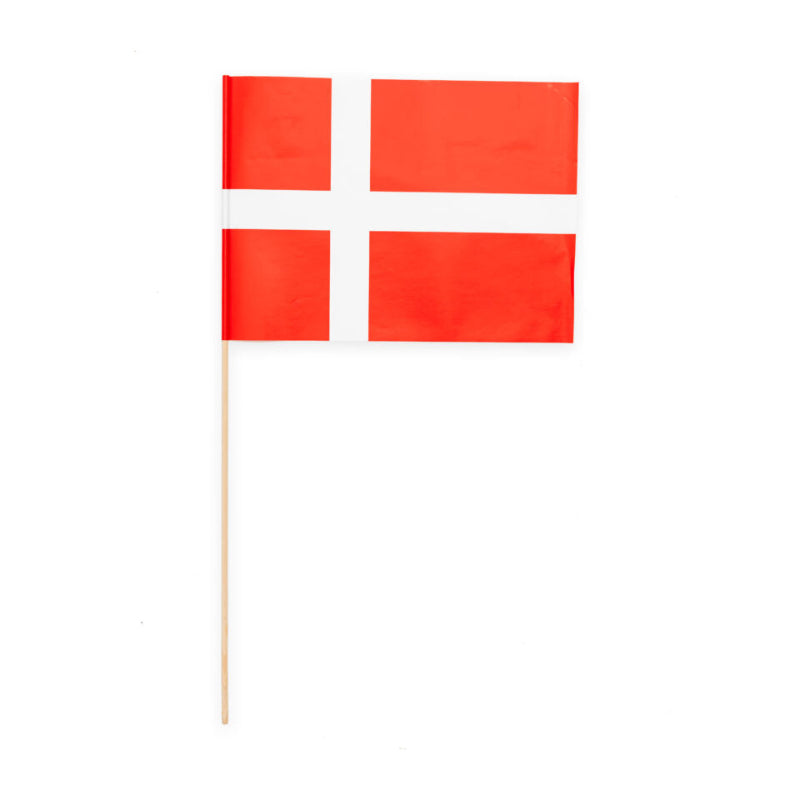 Papirflag Danmark på pind – 10 stk. (20 x 30 cm)