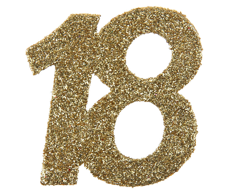 Bordpynt 18 år guld glitter konfetti