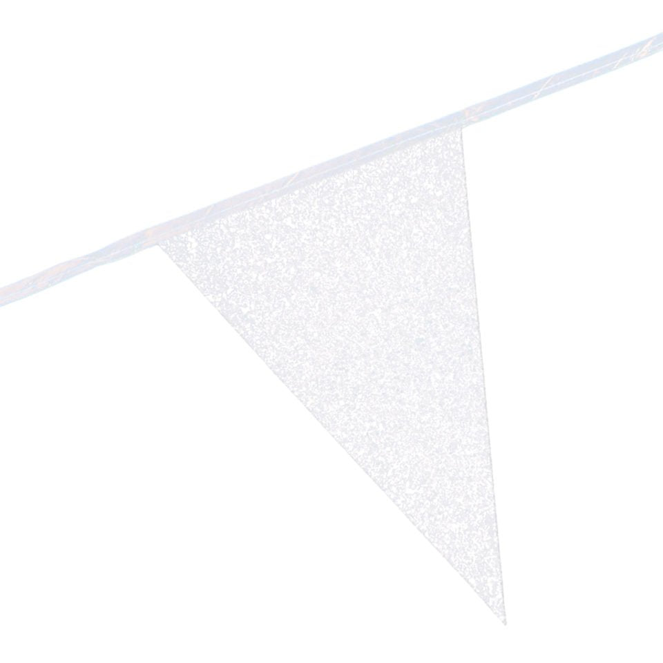 Glitter Guirlande med flag, 6m, Hvid