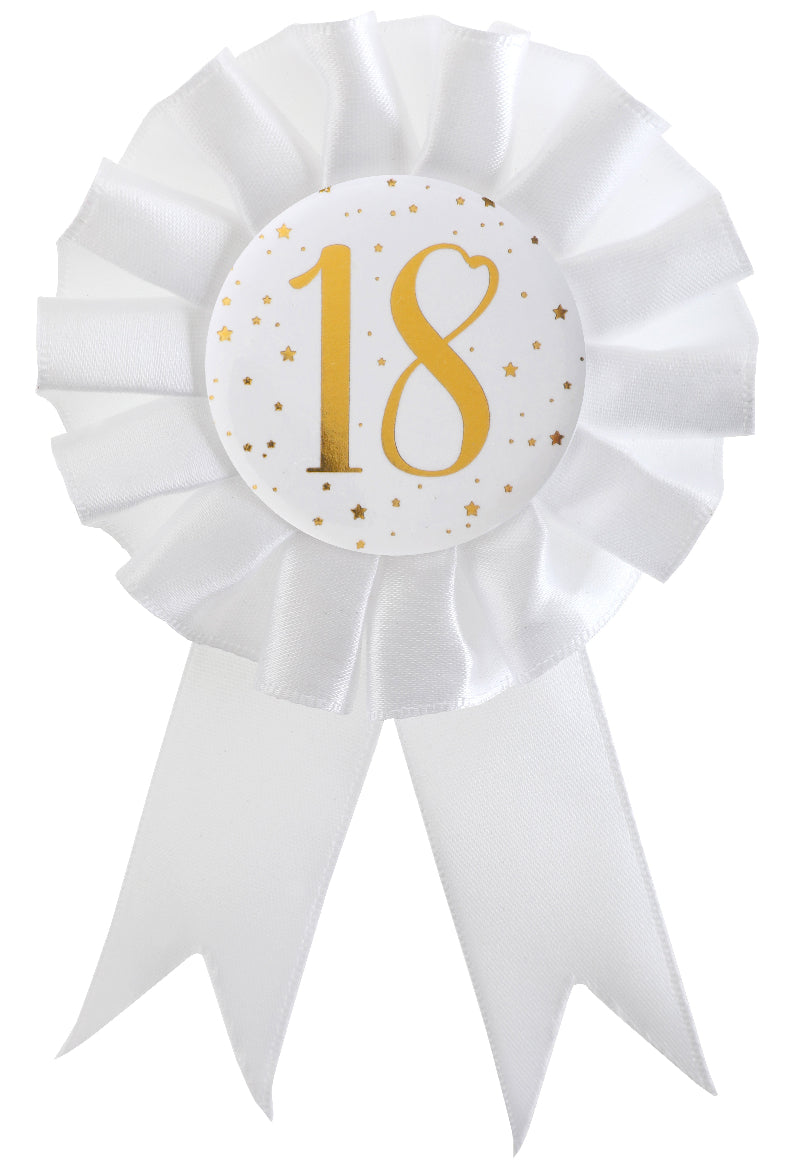 Fødselsdagsrosette 18 år i guld Ø 8 x 15 cm

Flot fødselsdagsrosette med 18 år i guld. Måler Ø 8 x 15 cm og er den perfekte accessory til at fejre den store 18-års fødselsdag med stil. 🎉✨