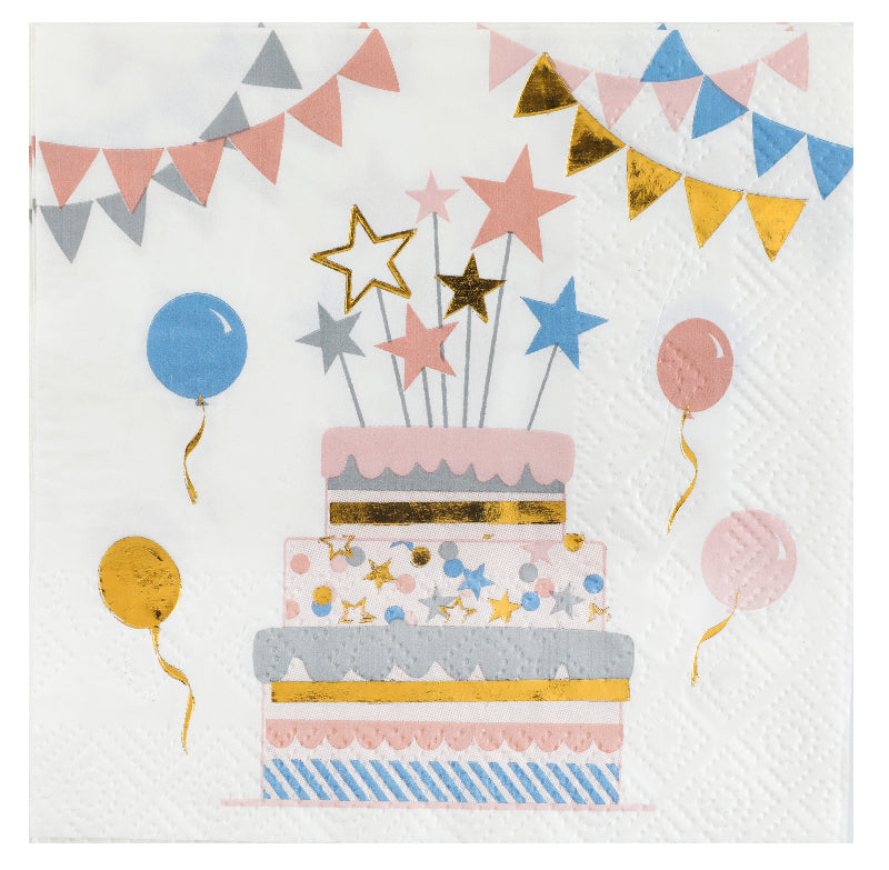 Party servietter med kage og balloner 25 x 25 cm

Farverige 3-lags servietter med motiv af fødselsdagskage og balloner. Pakke med 20 stk. Perfekte til fødselsdag, festbord og en festlig borddækning. 🎂🎈✨