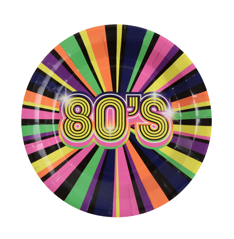 80'er paptallerkner Ø 22,5 cm – 10 stk

Farverige 80'er paptallerkner med retrodesign. Pakke med 10 stk. i Ø 22,5 cm – perfekte til temafest, fødselsdag og en festlig aften med ægte disco-vibes. 🕺✨🎶