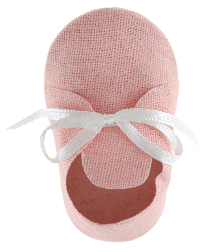Søde lyserøde babysko i bomuld og satin til barnedåb, baby shower og navngivningsfest. Perfekte som bordpynt eller dekorativ detalje. Pakke med 4 stk.