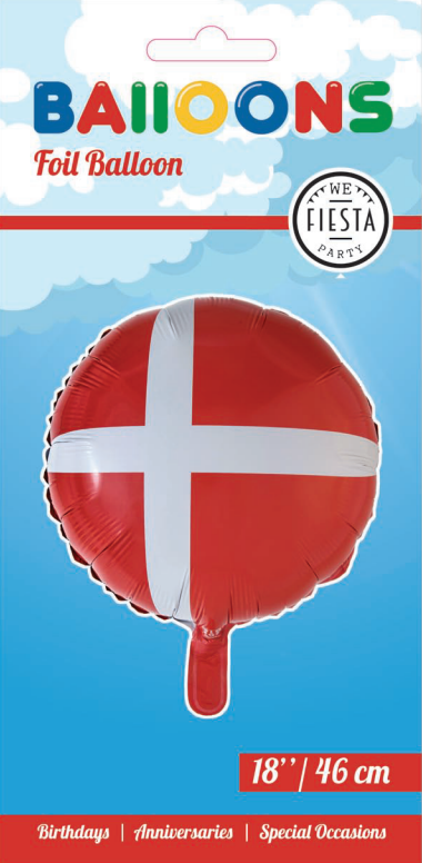 Danmarks Flag Folieballon 45 cm - Perfekt til Fødselsdag