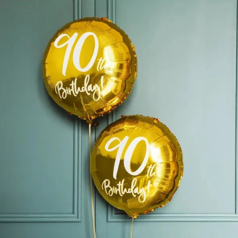 90 års folie fødselsdagsballon i guld