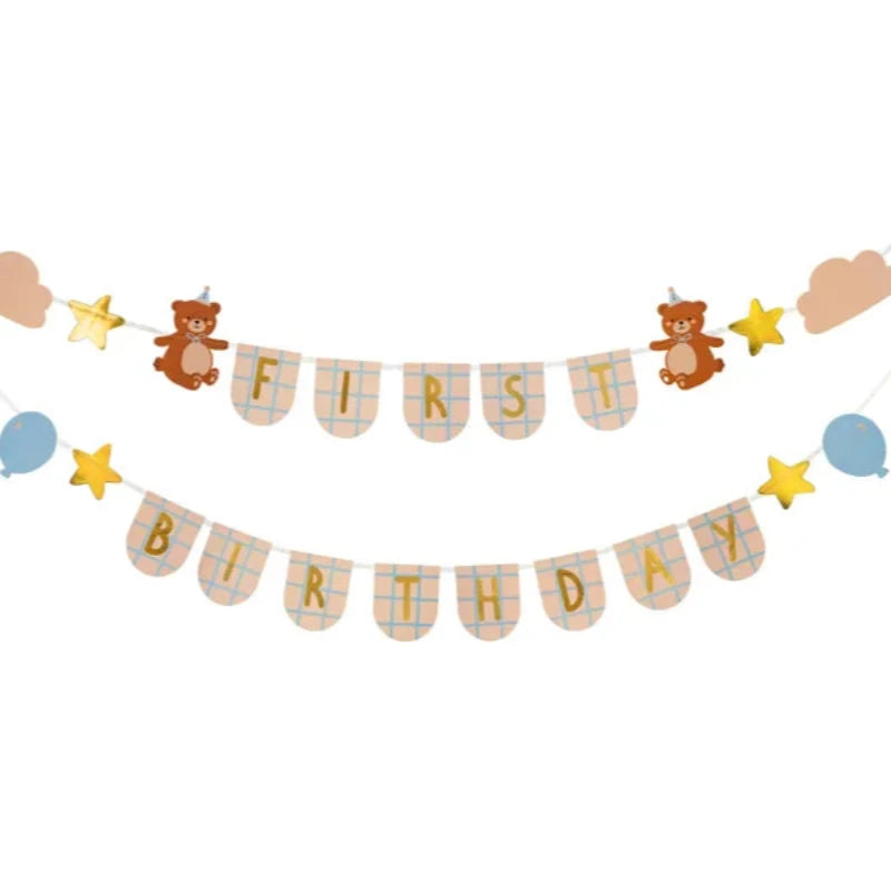 Sødt bamse banner til 1 års fødselsdagen!